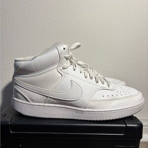Nike Men's All-White High-Top Court Vision Sneakers